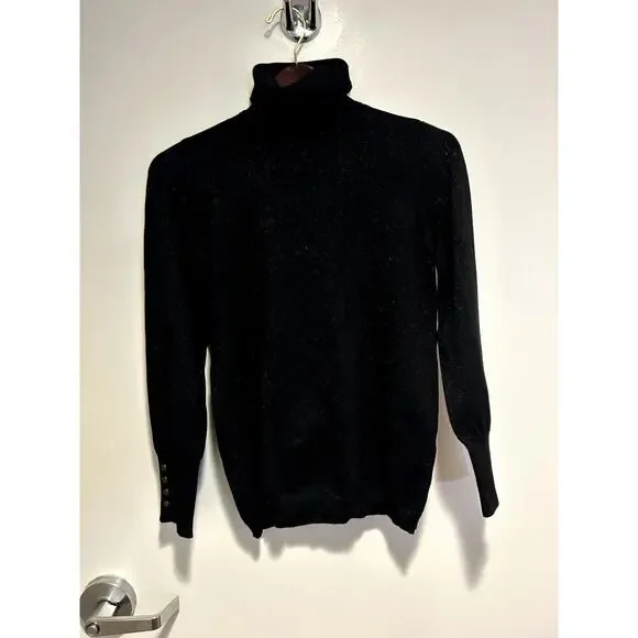 Chico's Lurex Black Shimmer Turtleneck Size 0 - Picture 5 of 12